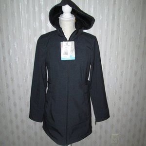 FREE COUNTRY Women's Black Soft Shell Hooded Coat Wind & Water Resistant NWT